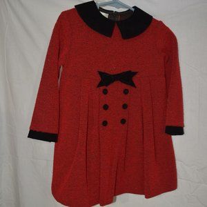 Bonnie Jean Red Dress w/Black Collar